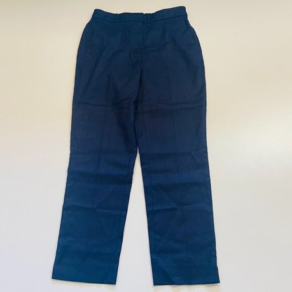 NWT J. Crew TALL LONG Stretch Linen Pant Trouser Navy Blue Classic Career Summer - Picture 2 of 14